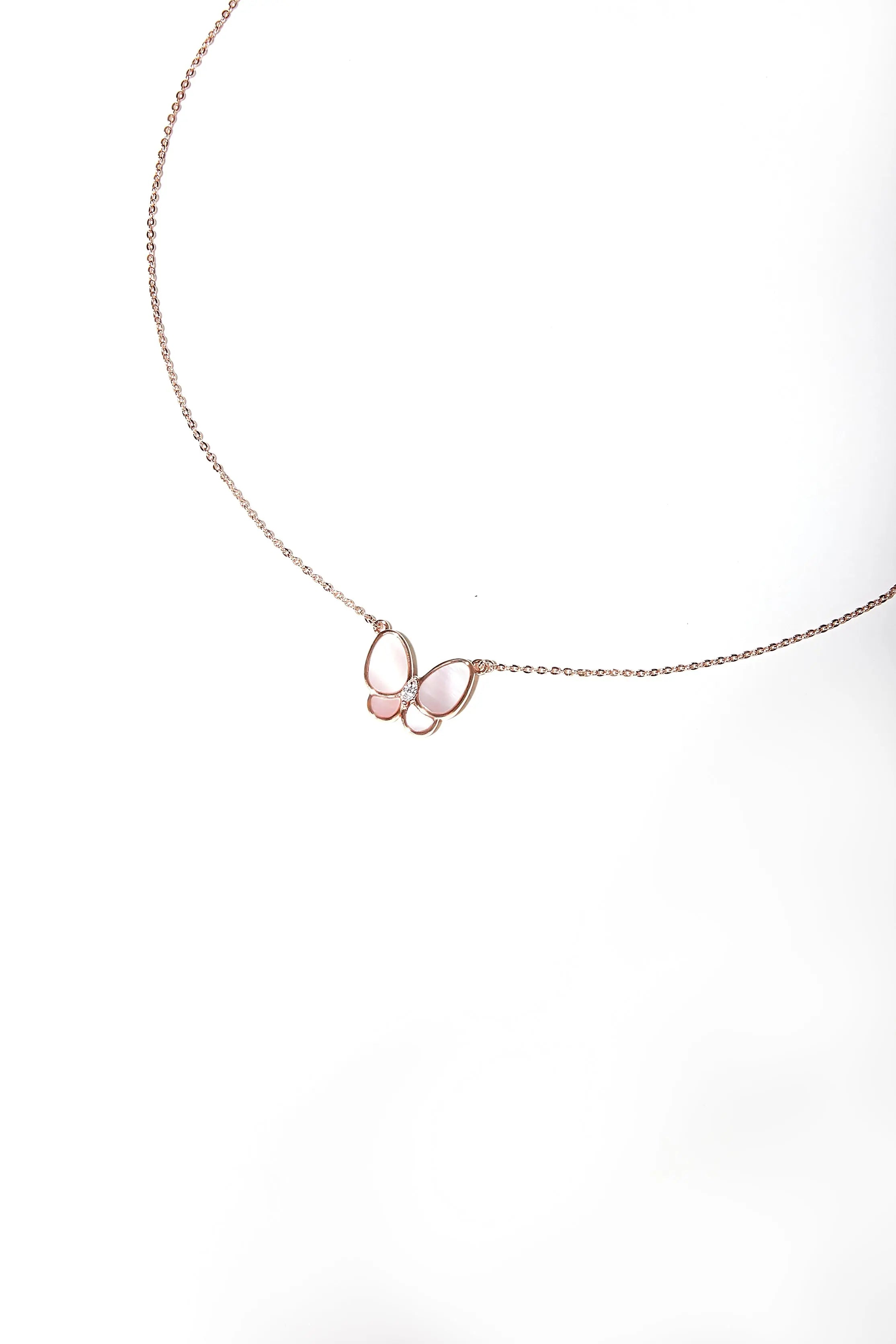 Butterfly Pink Mother of Pearl Classic Necklace Dryden Jewelry